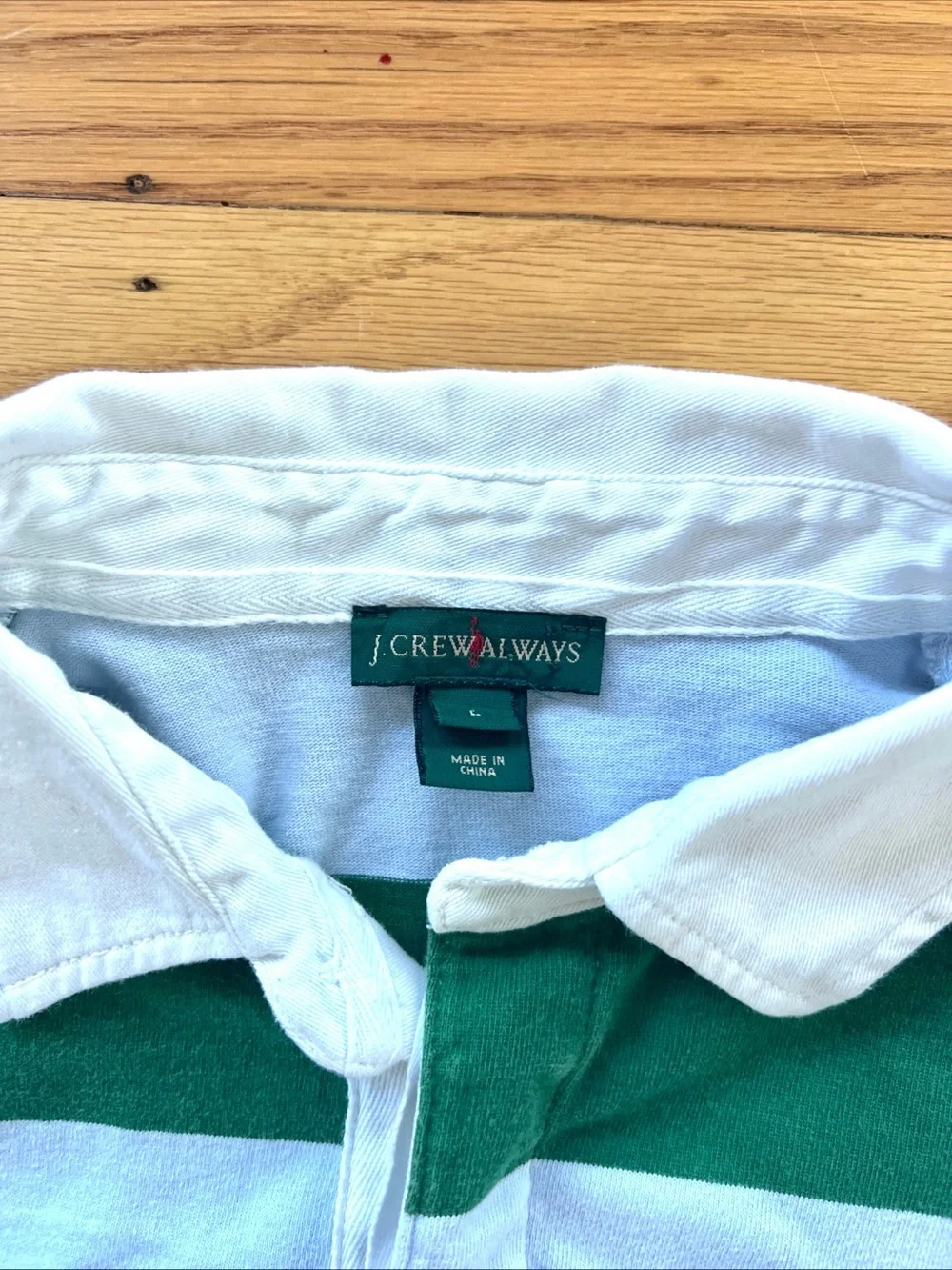 Jcrew Oarsman Rugby Polo Shirt Green Gray Men’s Large